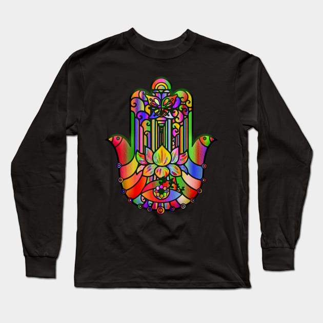 Evil Eye Protection Khamsa Long Sleeve T-Shirt by holidaystore